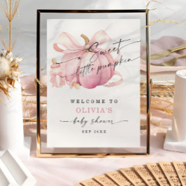 Póster Bienvenida Baby Shower del Chica de calabaza rosa 