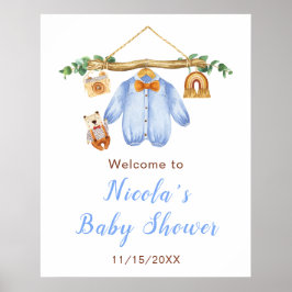 Póster Bienvenida Baby Shower del Chico de la Línea de Ro