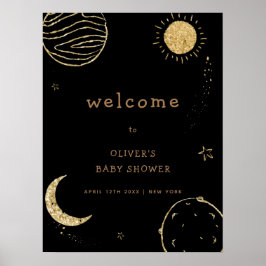 Póster Bienvenida Baby Shower del espacio exterior de la