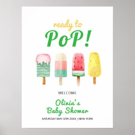 Póster Bienvenida Baby Shower del Yellow Green Ice Cream