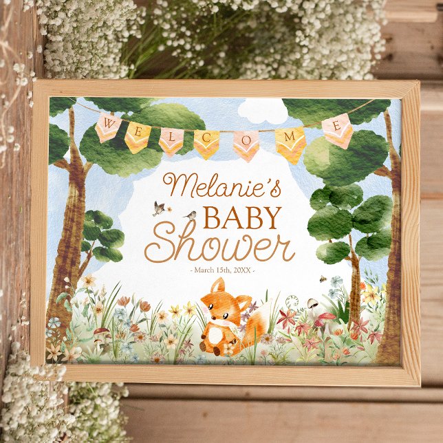 Póster Bienvenida Baby Shower en Storybook Woodland Fox (Subido por el creador)