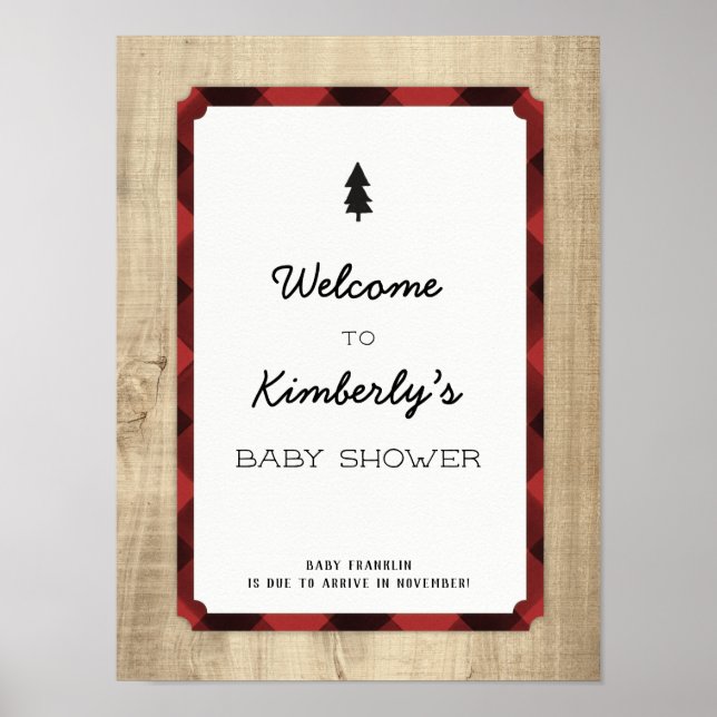 Póster Bienvenida Baby Shower Lumberjack Flannel Boy (Frente)