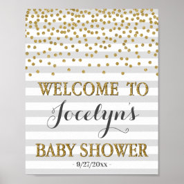 Póster Bienvenida Baby Shower Neutral de Gris Gris Claro