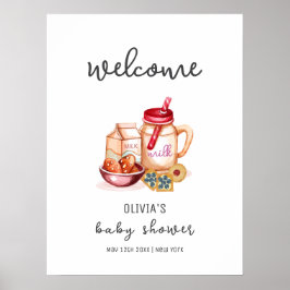 Póster Bienvenida Baby Shower Neutral para Género Leche y