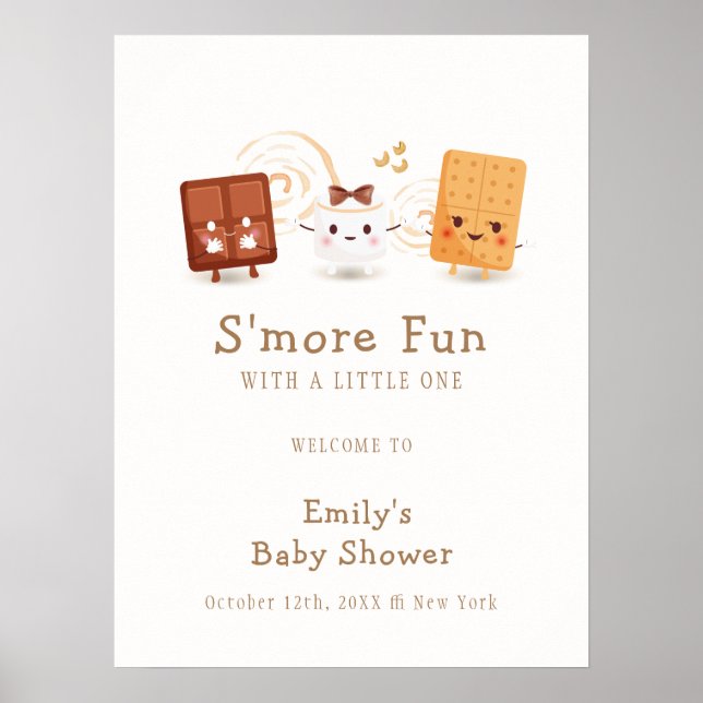 Póster Bienvenida Baby Shower Neutral Whimsical S'more Di (Frente)