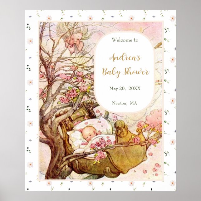 Póster Bienvenida Baby Shower Rock A Bye Baby Nursery Rhy (Frente)
