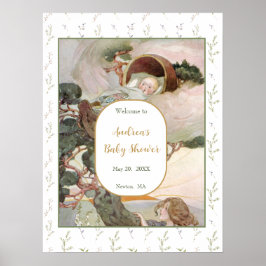 Póster Bienvenida Baby Shower Rock A Bye Baby Nursery Rhy