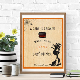 Póster Bienvenida Baby Shower Witch Brewing Halloween