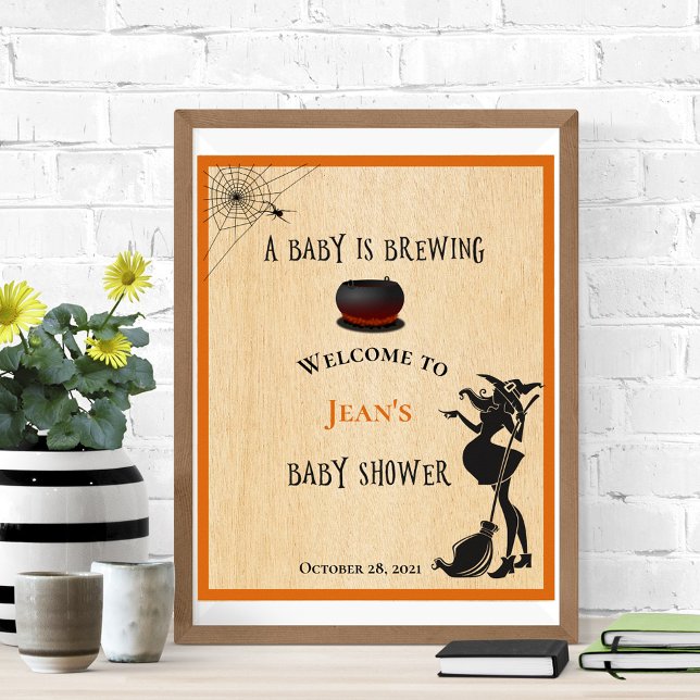 Póster Bienvenida Baby Shower Witch Brewing Halloween (Subido por el creador)