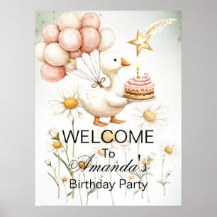 Póster Bienvenida Bebé White Goose Fiesta de cumpleaños
