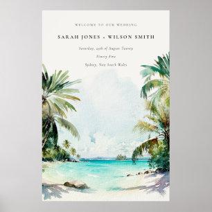 Póster Bienvenida Boda a las Palmeras Tropicales