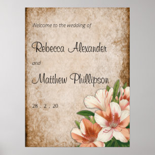 Póster Bienvenida Boda Apricot Lilies