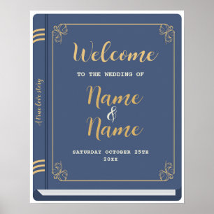 Póster Bienvenida Boda Biblioteca Rótulo Autor Historia d