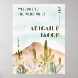 Póster Bienvenida boda Boho Desert Cactus Arizona