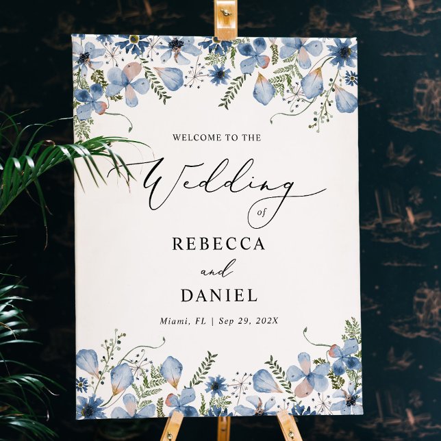Póster Bienvenida Boda Boho Moda Blue Wildflowers (Subido por el creador)