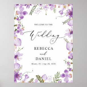 Póster Bienvenida Boda Boho Moda Lavender Wildflowers
