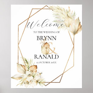 Póster Bienvenida Boda Boho Palm Orchids