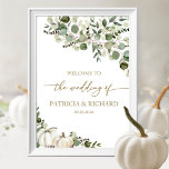 Póster Bienvenida Boda de Calabaza de Verdor<br><div class="desc">Cree una suite boda elegante e intemporal con temática de otoño que refleje su estilo sin esfuerzo con detalles personalizados. Compruebe que la colección contiene elementos coincidentes. PERSONALIZACIÓN: Si necesita personalización del diseño, póngase en contacto conmigo por chat; si necesita información sobre su pedido, opciones de envío, etc., póngase en...</div>