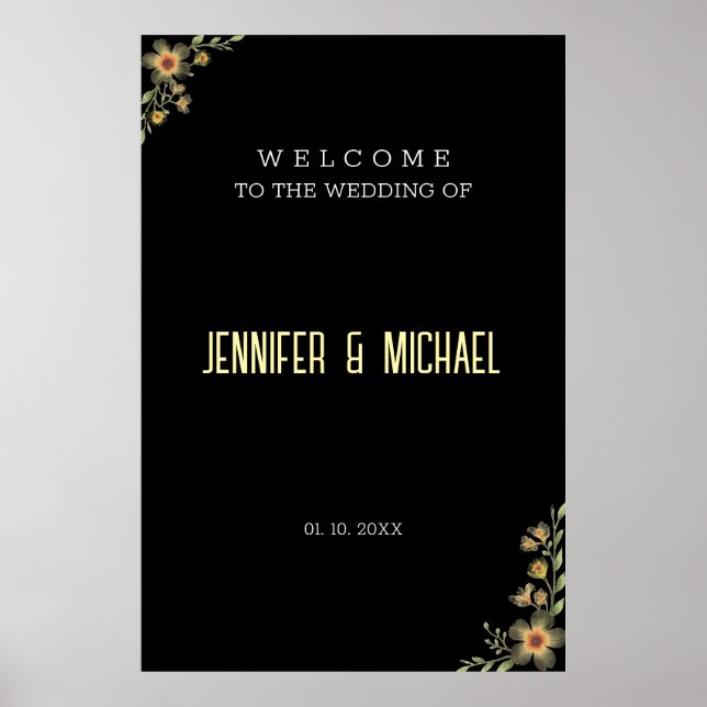 Póster Bienvenida Boda de caligrafía moderna minimalista (Frente)