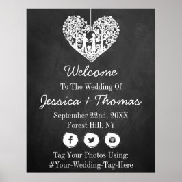 Póster Bienvenida Boda de Chalkboard de Árbol del Corazón