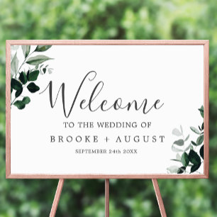 Póster Bienvenida Boda de Emerald Greenery