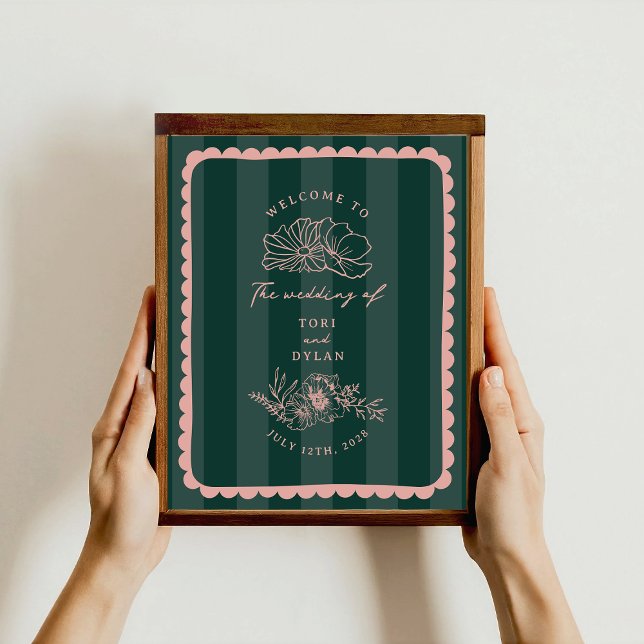 Póster Bienvenida Boda de franja de borde estelar de viei (Subido por el creador)