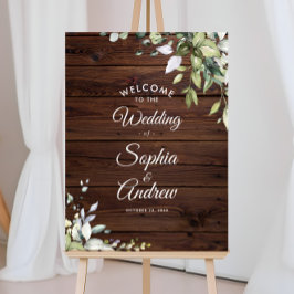 Póster Bienvenida Boda de la Madera Rústica de la Verdemi