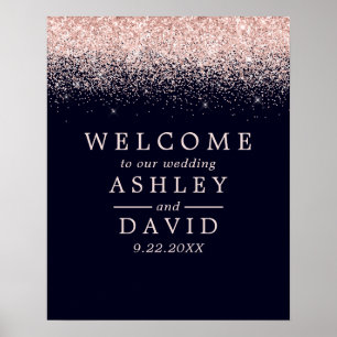 Póster Bienvenida Boda de la Moda Azul de la Marina Rosa 