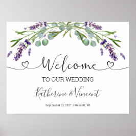 Póster Bienvenida Boda de las flores de Eucalyptus Lavend