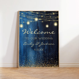 Póster Bienvenida Boda de las luces de la cadena Navy Blu