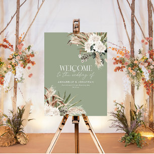 Póster Bienvenida boda de pampas botánicas de presupuesto