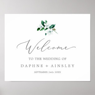 Póster Bienvenida Boda de Woodland Greenery