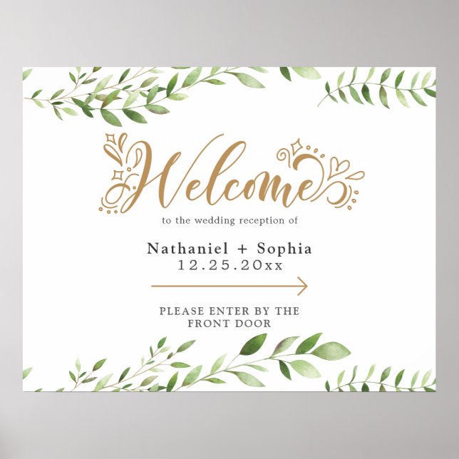 Póster Bienvenida Boda direccional de Gold Greeneration L (Frente)