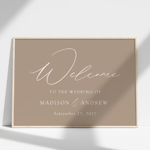 Póster Bienvenida Boda elegante estilo guion moderno