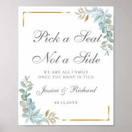 Póster Bienvenida boda Elegir un asiento no un Rótulo Pos