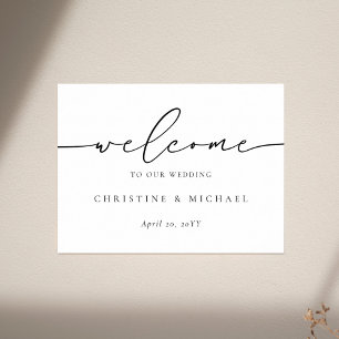 Póster Bienvenida boda escritura elegante horizontal
