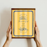 Bienvenida Boda Floral Blue Border Stripe