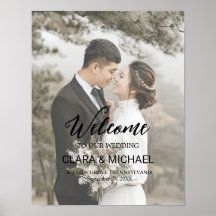 Bienvenida boda foto desvanecida caligrafía de mod
