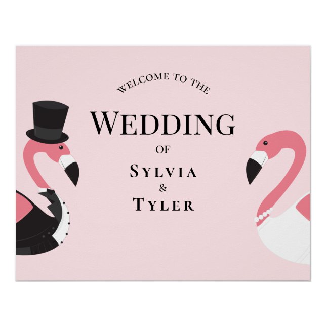Póster Bienvenida Boda Fun Flamingo (Anverso)