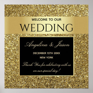 Póster Bienvenida Boda Glitter Gold