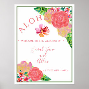 Póster Bienvenida Boda Hawai Aloha