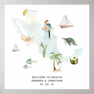 Póster Bienvenida Boda mexicana