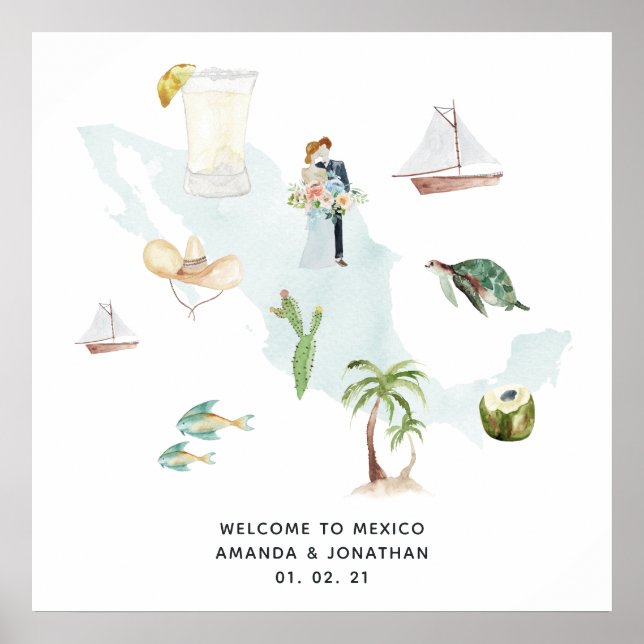 Póster Bienvenida Boda mexicana (Frente)