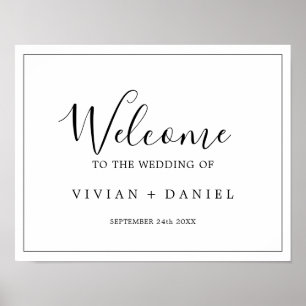 Póster Bienvenida Boda minimalista
