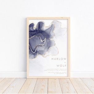 Póster Bienvenida Boda moderno elegante de la Marina de M