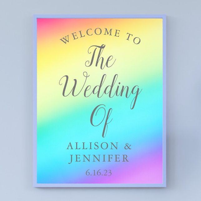 Póster Bienvenida Boda personalizada con arcoiris bonito (Subido por el creador)
