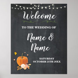 Póster Bienvenida Boda Poster Calabaza Rótulo Chalk Harve