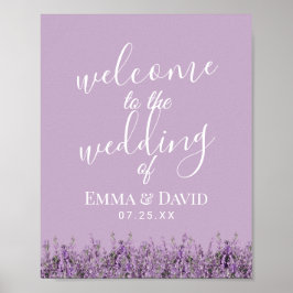 Póster Bienvenida Boda Purple Elegante Floral Lavender