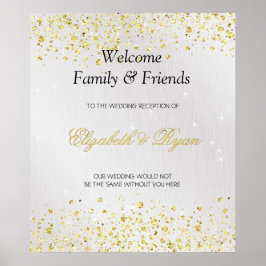 Póster Bienvenida boda, Purpurina de oro falso y Relieve 