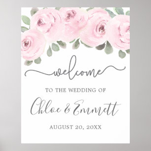 Póster Bienvenida Boda Rosa Eucalyptus